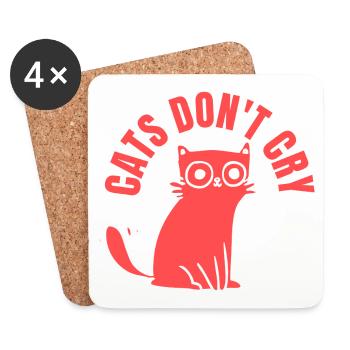 Les chats ne pleurent pas Chat stylé graphique » - Dessous de verre (lot de 4) - blanc - Devant