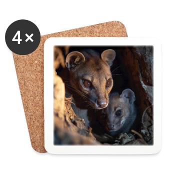 Fossa avec un petit – protection et connexion - Dessous de verre (lot de 4) - blanc - Devant