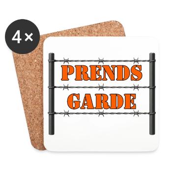 PRENDS GARDE. - Dessous de verre (lot de 4) - blanc - Devant