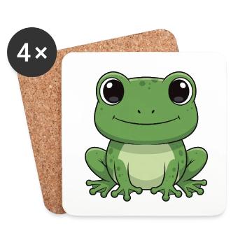 Fröhlicher Frosch Cartoon Grün - Untersetzer (4er-Set) - Weiß - Vorne