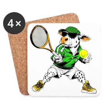 Vaches Tennis / Joueur de tennis Vache - Dessous de verre (lot de 4) - blanc - Devant