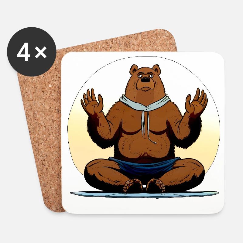 Bären Yoga - Untersetzer (4er-Set) - Weiß