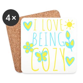 I Love Being Cozy Gemütlichkeit Zuhause Entspannt - Untersetzer (4er-Set) - Weiß - Vorne