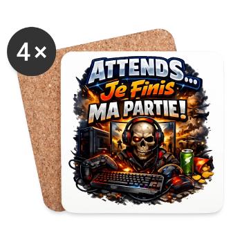 Hold on... I'm finishing my game - Coasters (set of 4) - white - Front