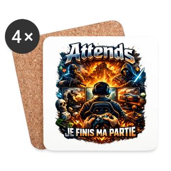 Attends je finis ma partie gamer - Dessous de verre (lot de 4) - blanc - Devant
