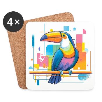 Colorful toucan on neon surfaces - Coasters (set of 4) - white - Front