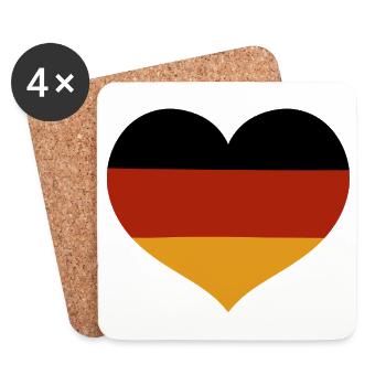 Drapeau allemand en forme de cœur - Dessous de verre (lot de 4) - blanc - Devant