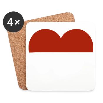 Flaggenherz von Monaco - Untersetzer (4er-Set) - Weiß - Vorne