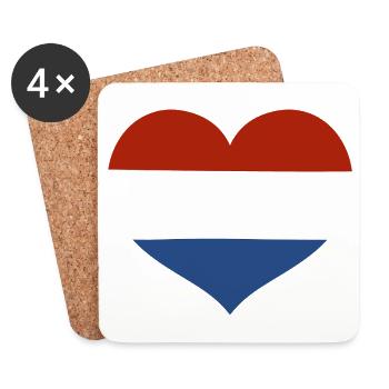Cœur du drapeau des Pays-Bas - Dessous de verre (lot de 4) - blanc - Devant