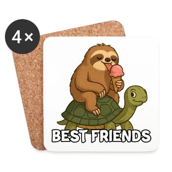 Best Friends Sloth Turtle - Coasters (set of 4) - white - Front