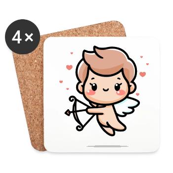 Süßer Amor-Engel - Untersetzer (4er-Set) - Weiß - Vorne