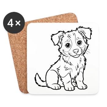 Style Dog Line Pretty Puppy - Dessous de verre (lot de 4) - blanc - Devant