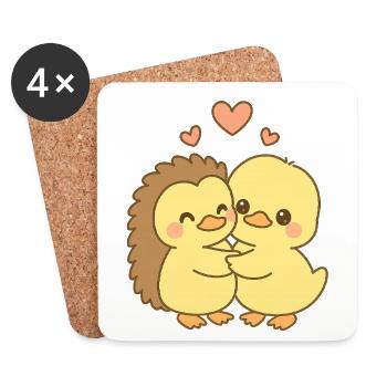 Duck Couple Valentine's Day - Coasters (set of 4) - white - Front
