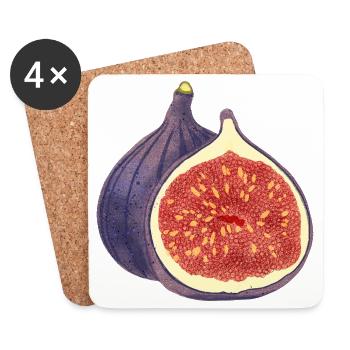Opened Fig – Fruit Illustration - Coasters (set of 4) - white - Front