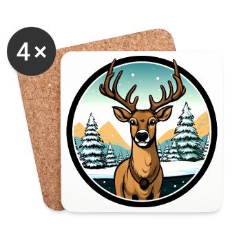 Fans de cerfs - Dessous de verre (lot de 4) - blanc - Devant