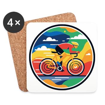 Motif de vitesse à vélo explosif de cycliste sur route en couleur - Dessous de verre (lot de 4) - blanc - Devant