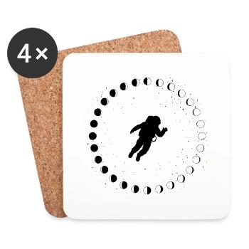 Astronaute avec phases lunaires et étoiles - Dessous de verre (lot de 4) - blanc - Devant