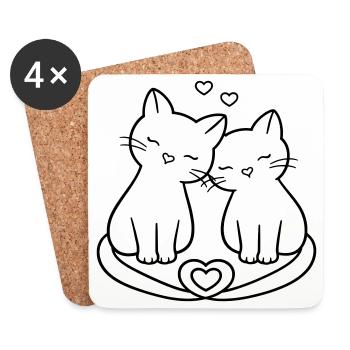 Cute Cat Couple Love | Sweet Romance - Untersetzer (4er-Set) - Weiß - Vorne