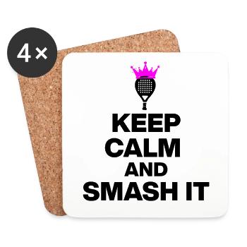 KEEP CALM AND SMASH IT, PADEL POWER, GIFT PINK - Coasters (set of 4) - white - Front