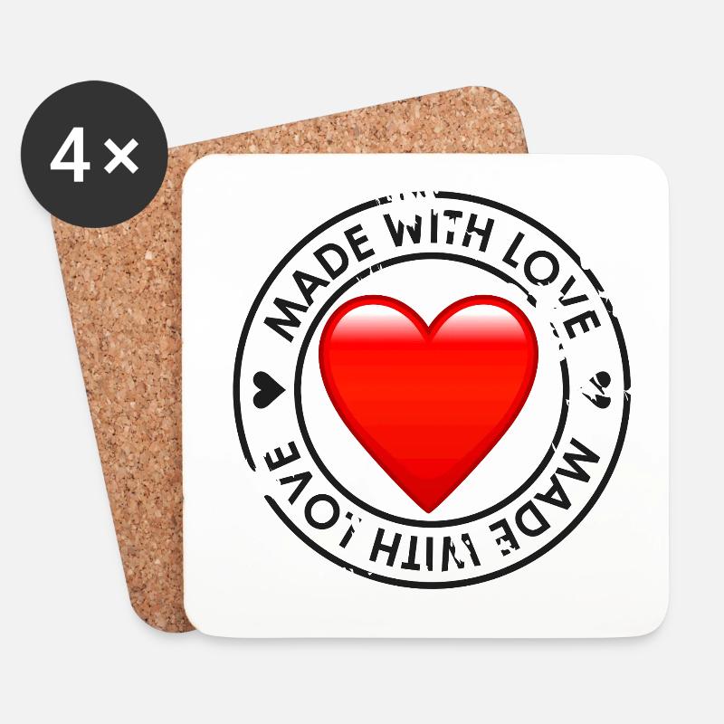Whit Love gemacht - Untersetzer (4er-Set) - Weiß