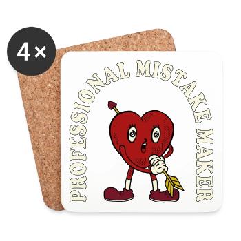 Professional Mistake Maker – Retro Comic Humor - Coasters (set of 4) - white - Front