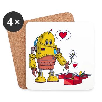 The robot and love - Coasters (set of 4) - white - Front