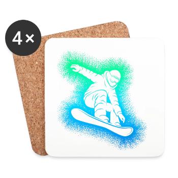 Snowboard Snowboarder Snowboarding - Coasters (set of 4) - white - Front