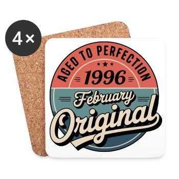 Birthday 1996 February 1996 born in February 1996 - Coasters (set of 4) - white - Front