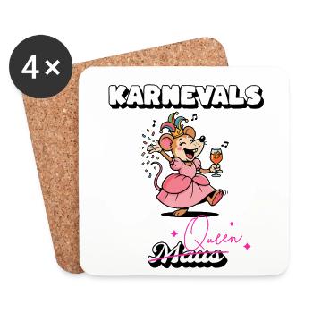 Karnevals Maus Queen Fasching Kostüm - Untersetzer (4er-Set) - Weiß - Vorne