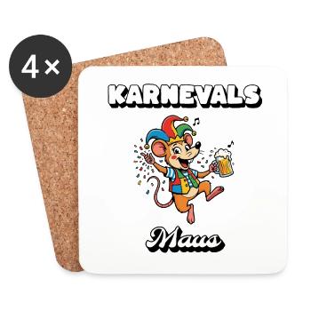 Karnevals Maus Schlager & Bier Fasching Kostüm - Untersetzer (4er-Set) - Weiß - Vorne