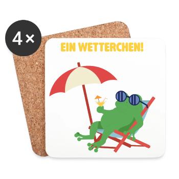 Frosch Strandurlaub mit Cocktail. Geiles Wetter! - Untersetzer (4er-Set) - Weiß - Vorne