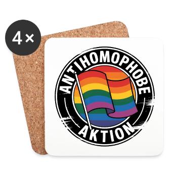 Antihomophobic Action - Against the Right - Coasters (set of 4) - white - Front