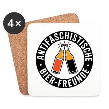 Antifascist Beer Friends - Against the Right - Coasters (set of 4) - white - Front