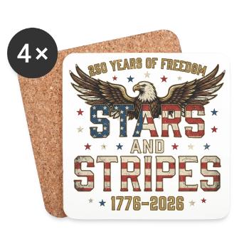  250 Years America Anniversary Stars And Stripes - Coasters (set of 4) - white - Front