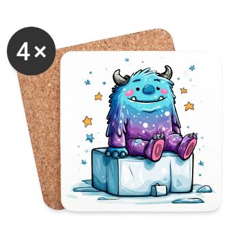 Monstre cosmique câlin sur des blocs de glace - Dessous de verre (lot de 4) - blanc - Devant