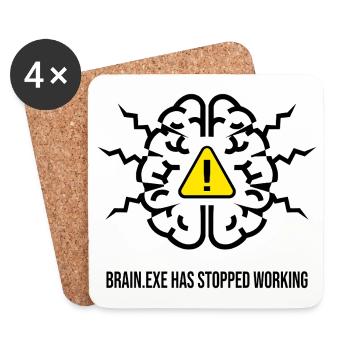 BRAIN.EXE HAT AUFGEHÖRT ZU FUNKTIONIEREN - Gehirnversagen NEIN - Untersetzer (4er-Set) - Weiß - Vorne