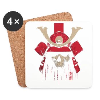 Crimson Samurai Skull - Coasters (set of 4) - white - Front