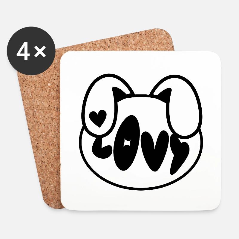 Plush: Lovy (Kopf) - Untersetzer (4er-Set) - Weiß