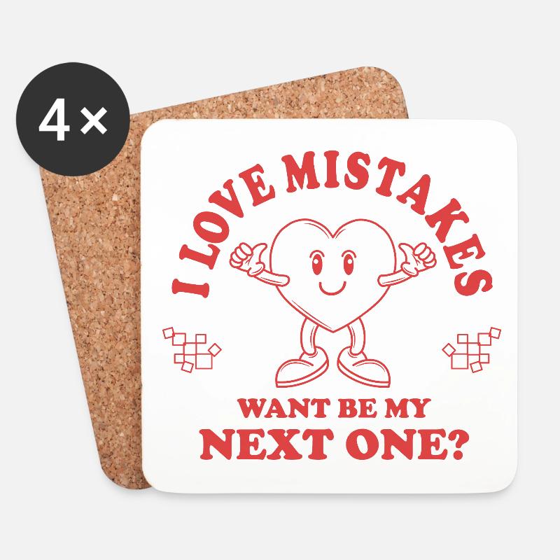 Love Mistakes – Lustiger Retro Anmachspruch - Untersetzer (4er-Set) - Weiß