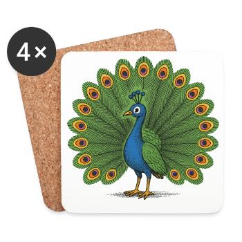 Peacock Colourful Crest - Coasters (set of 4) - white - Front