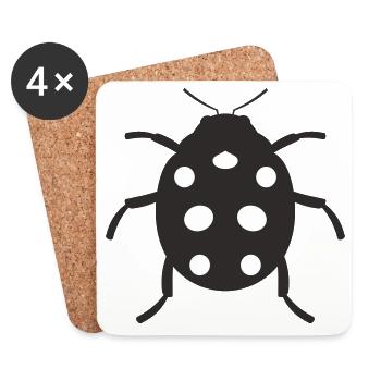 Ladybug design - Coasters (set of 4) - white - Front