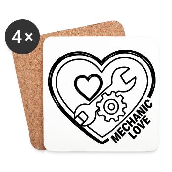 Herz des Mechaniker Liebe Schrauben Geschenk Auto - Untersetzer (4er-Set) - Weiß - Vorne