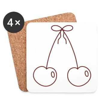 Cherry Bowline Sketch - Coasters (set of 4) - white - Front