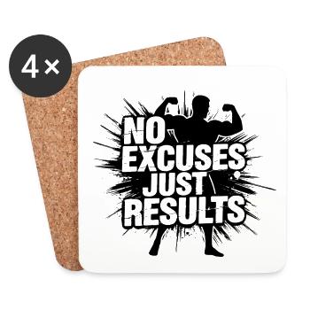 Pas d’excuses, juste des résultats – la motivation qui dit - Dessous de verre (lot de 4) - blanc - Devant