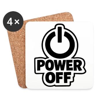 Power Off Icon Tee - Coasters (set of 4) - white - Front