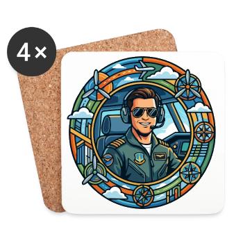 Pilote comique dans le cockpit Vol touristique - Dessous de verre (lot de 4) - blanc - Devant