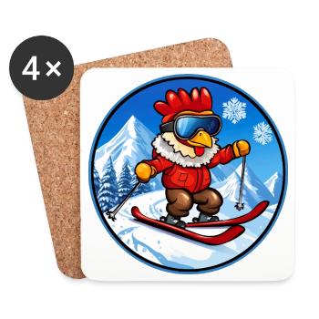 Ski de poulet - Dessous de verre (lot de 4) - blanc - Devant