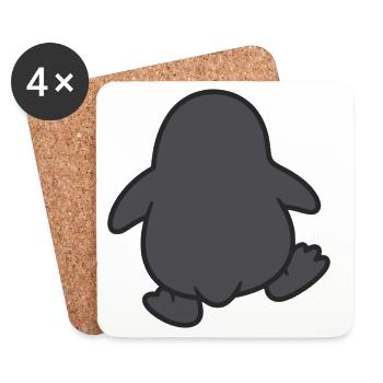 Lustiger watschelnder dicker Pinguin - Untersetzer (4er-Set) - Weiß - Vorne