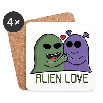 Alien Love Duo - Coasters (set of 4) - white - Front