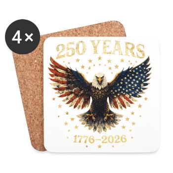 250 Jahre Amerika Jubiläum 1776–2026 Adlerflagge - Untersetzer (4er-Set) - Weiß - Vorne